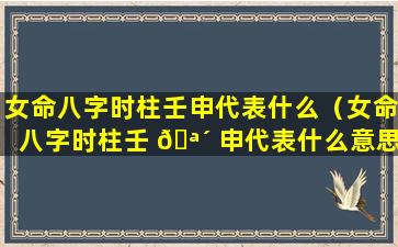 女命八字时柱壬申代表什么（女命八字时柱壬 🪴 申代表什么意思）